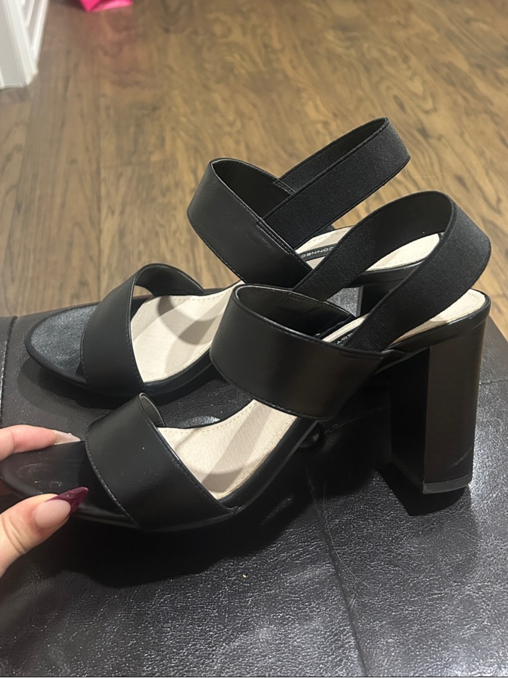 French connection Classic Black Block Heel Sandals - Women size 9